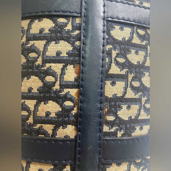 CHRISTIAN DIOR Monsieur Boston Navy & Beige Monogram Coated Canvas Handbag - Picture 13 of 16